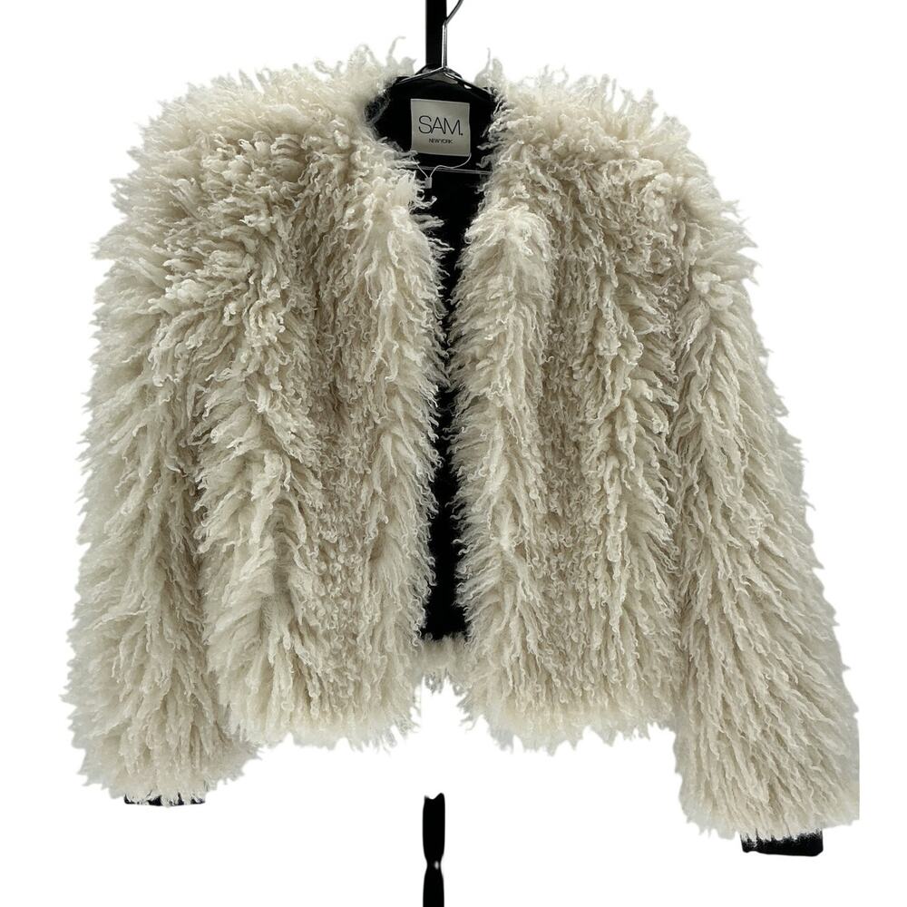 Sam Shaggy White Kiki Jacket Size S - Picture 2 of 4